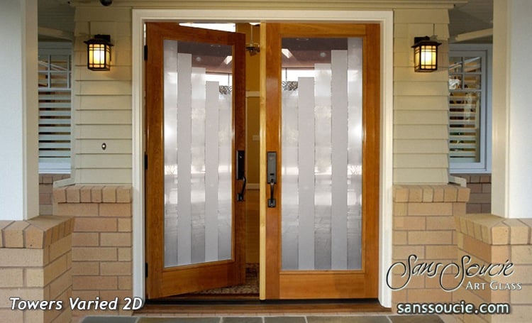 Towers Semi-Private 1D Misted Clear Glass Finish Modern Interior Glass Doors Pairs Exterior Front Doors Sans Soucie 