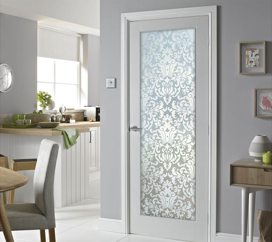 Renaissance Private 1D Private Frosted Glass Finish Traditional Frosted Glass Pantry Doors Sans Soucie 