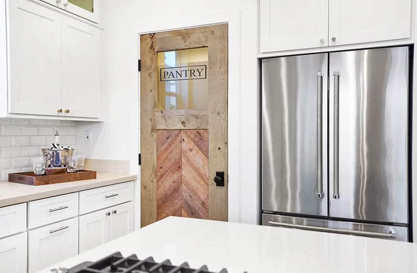 Alder Knotty Wood Pantry Doors with Half Clear Glass Panel Rustic Farmhouse style