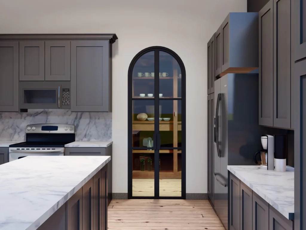 arched pantry door with glass modern contemporary design style