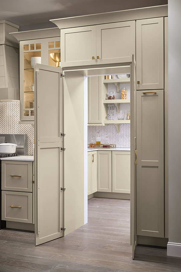 Double pairs Pantry Walk Through Cabinet Doors Traditional Style soft white 