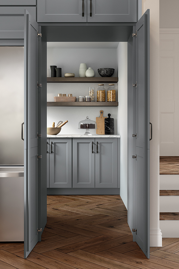 Double pairs Pantry Walk Through Cabinet Doors Contemporary Traditional Style grey blue 