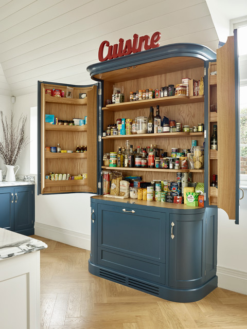 Standalone kitchen pantry retro vintage design style blue 