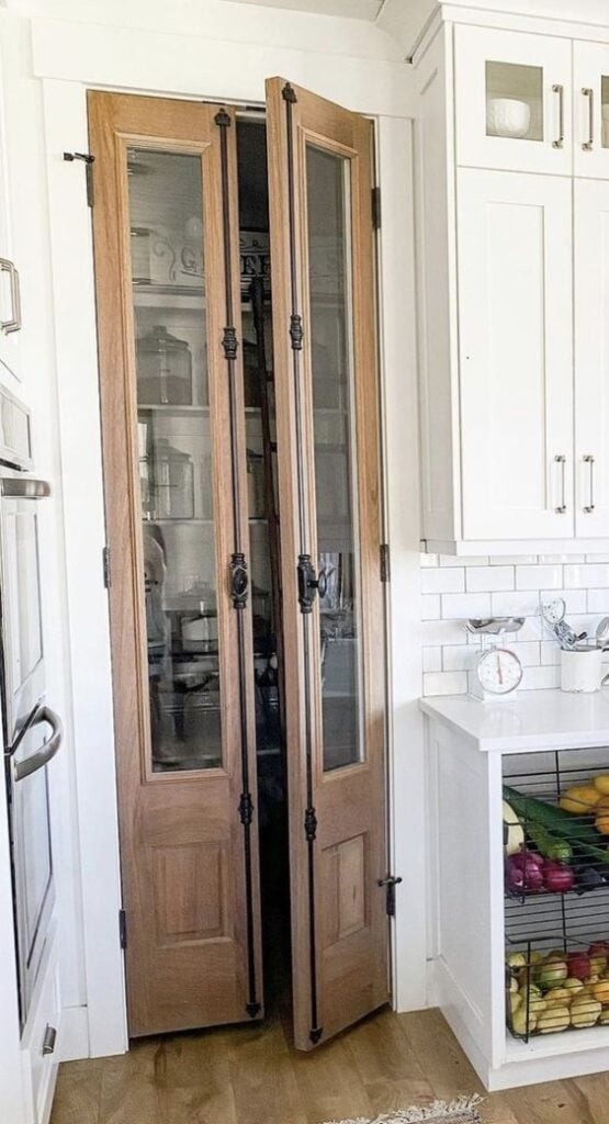 kitchen pantry door hardware rustic farmhouse design style double French doors for pantry with glass