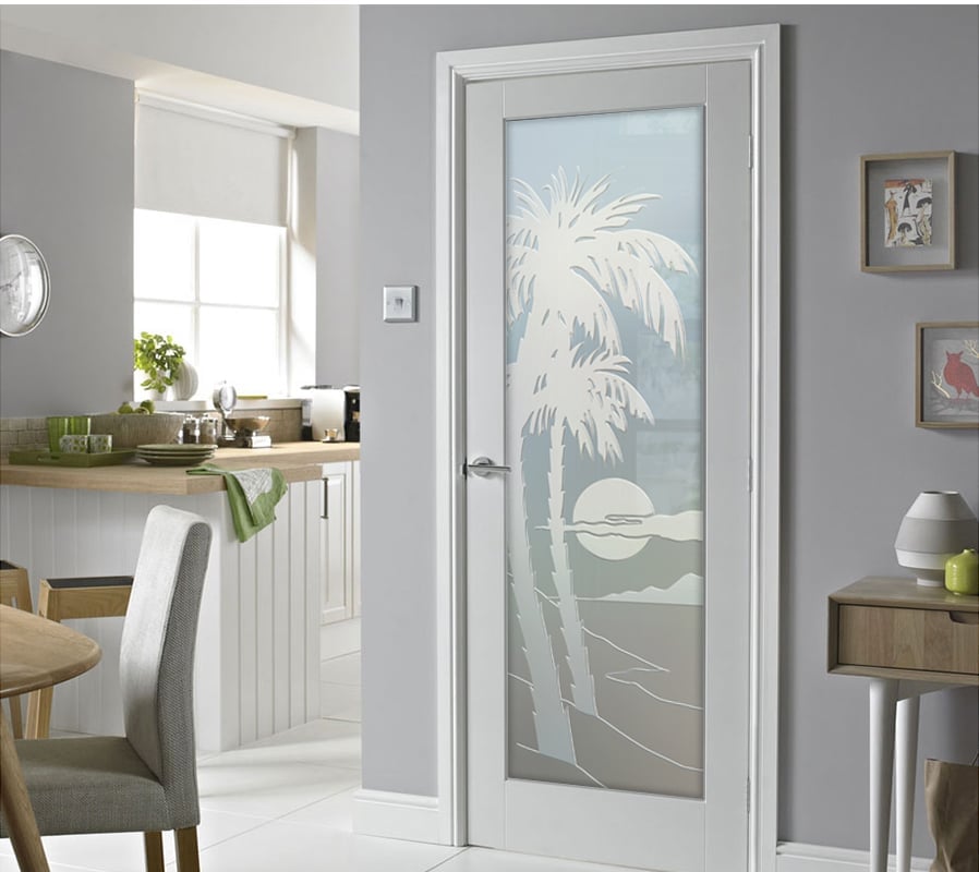 frosted glass prehung pantry door palm sunset Private 3D Frosted Glass Finish Sans Soucie 