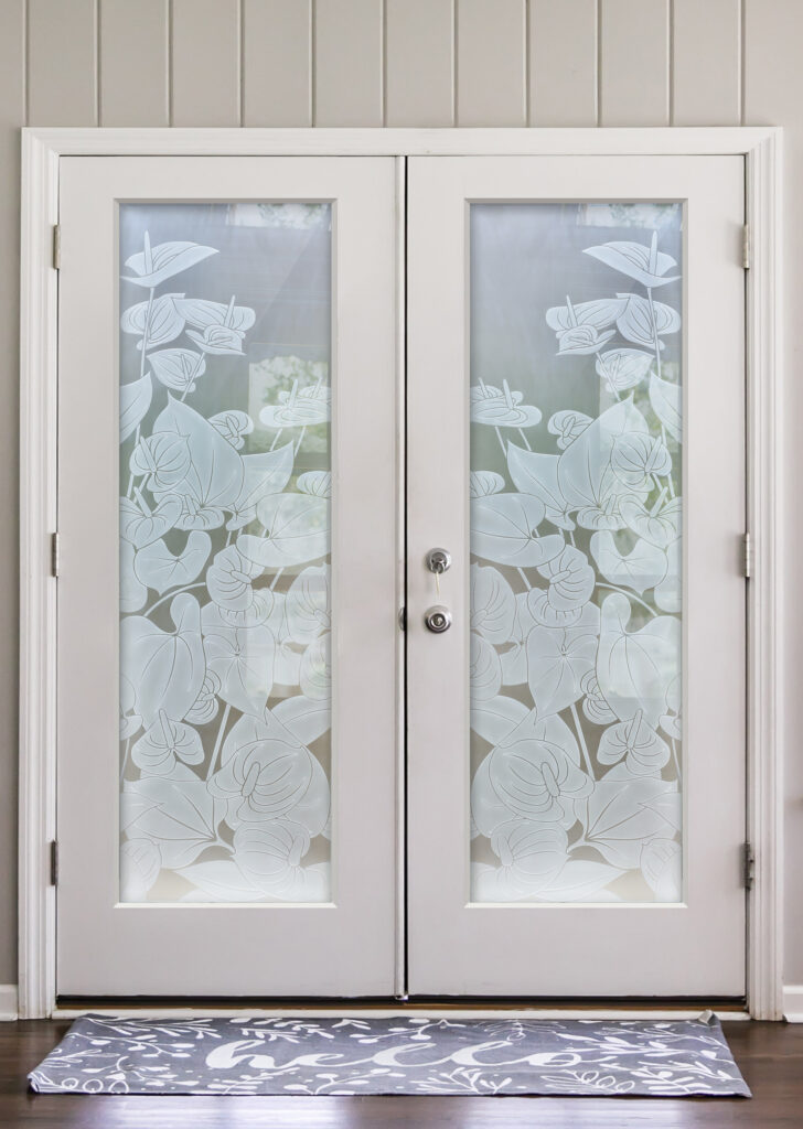 Bedroom interior double doors collage showing private glass design