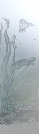 Door Glass Insert with a Frosted Glass Aquarium Sea Life Wildlife Design for Private by Sans Soucie Art Glass