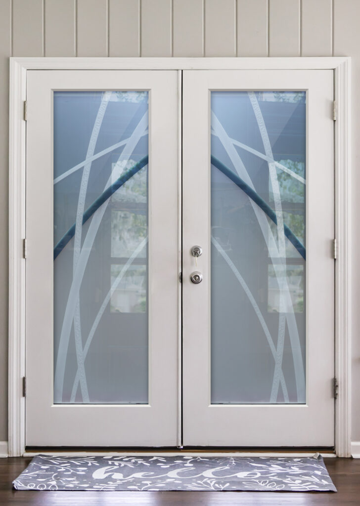 Front doors with a stained glass look and modern design