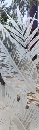 Door Glass Insert with a Frosted Glass Bahama Leaves III Tropical Design for Not Private by Sans Soucie Art Glass