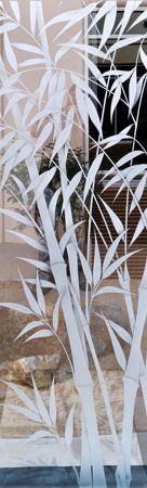 Door Glass Insert with a Frosted Glass Bamboo Shoots IV Asian Design for Semi-Private by Sans Soucie Art Glass