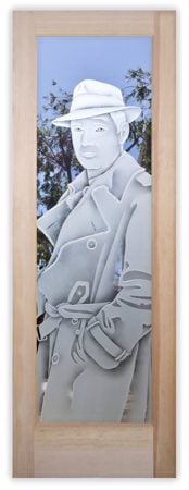 Interior Door featuring a Frosted Glass Portraitures Design Sandblast Etched Glass Bogart Design by Sans Soucie