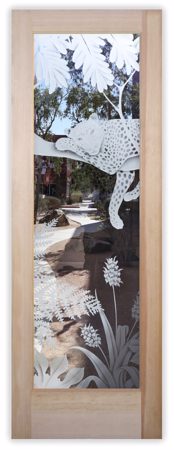 Interior Door with Frosted Glass Wildlife Cheetah Design by Sans Soucie