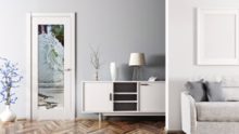 Curl Semi-Private 3D Enhanced Clear Glass Pantry Door Sans Soucie Oceanic Design Pantry Doors