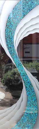 Door Glass Insert with Frosted Glass Abstract Cyclone Blue Design by Sans Soucie