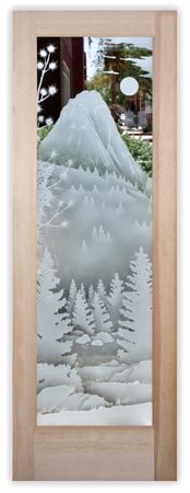 Interior Door with Frosted Glass Landscapes Idyllwild Tahquitz Peak Design by Sans Soucie