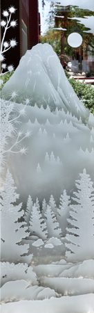 Door Glass Insert with Frosted Glass Landscapes Idyllwild Tahquitz Peak Design by Sans Soucie