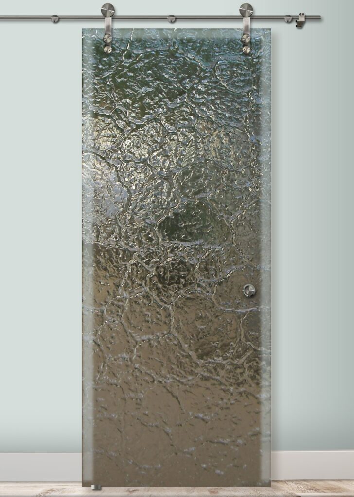 Glass Stone - Cast Glass CGI Stone Interior Semi-Private Sliding Glass Barn Door