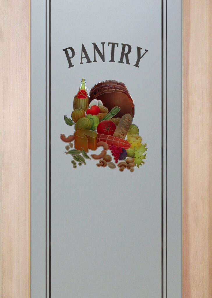 Vino Semi-Private 3D Enhanced Negative Painted Frosted Glass Pantry Door