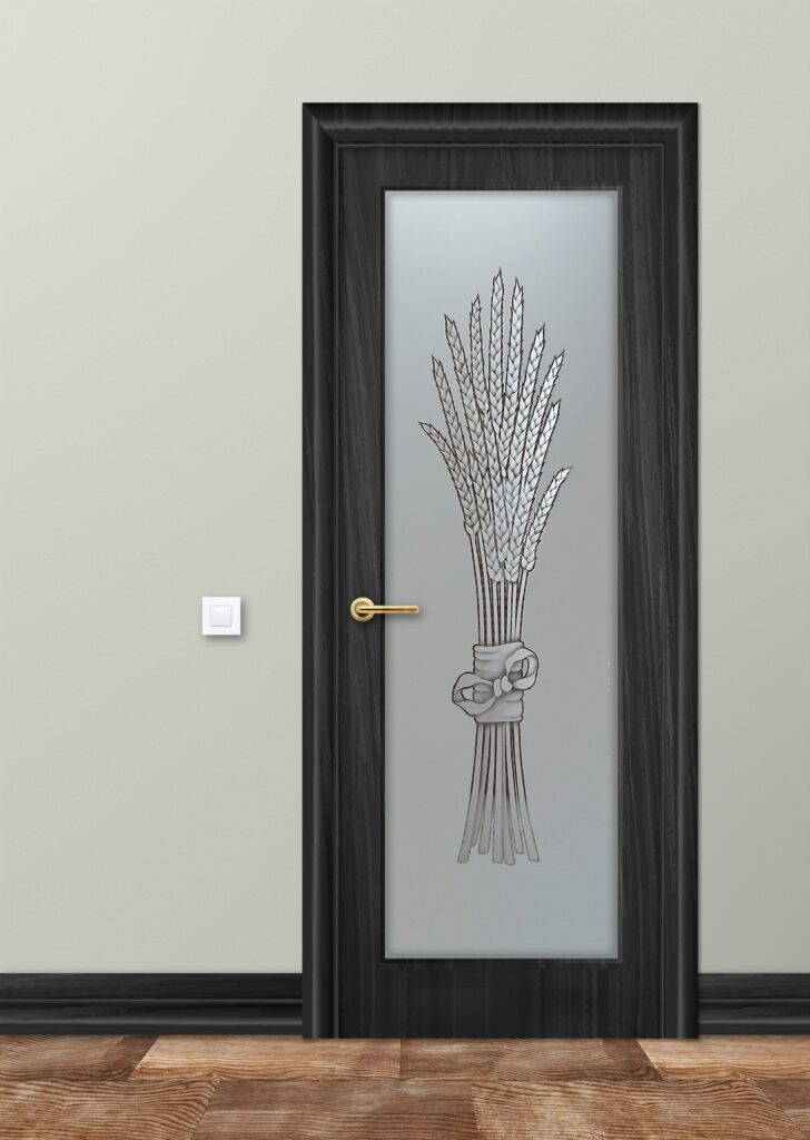 Bundled Wheat Semi-Private 2D Neg Frosted Glass Pantry Door 