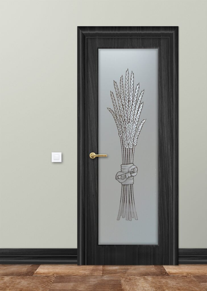 Bundled Wheat Semi-Private 2D Neg Frosted Glass Pantry Door