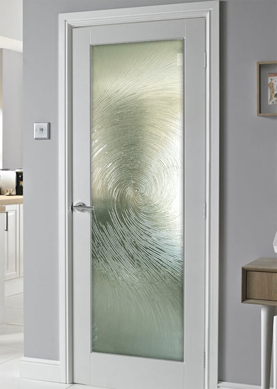 Cast Swirls II - Cast Glass CGI Oceanwave Interior Semi-Private Cast Glass Cast Glass Pantry Door