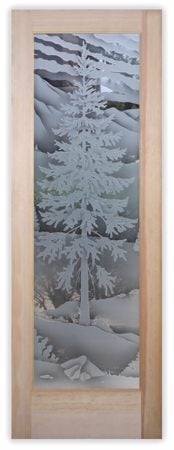 Interior Door with Frosted Glass Tree Oregon Design by Sans Soucie