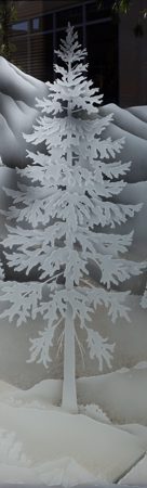 Interior Glass Insert featuring a Frosted Glass Tree Design Sandblast Etched Glass Oregon Clear Skies Design by Sans Soucie