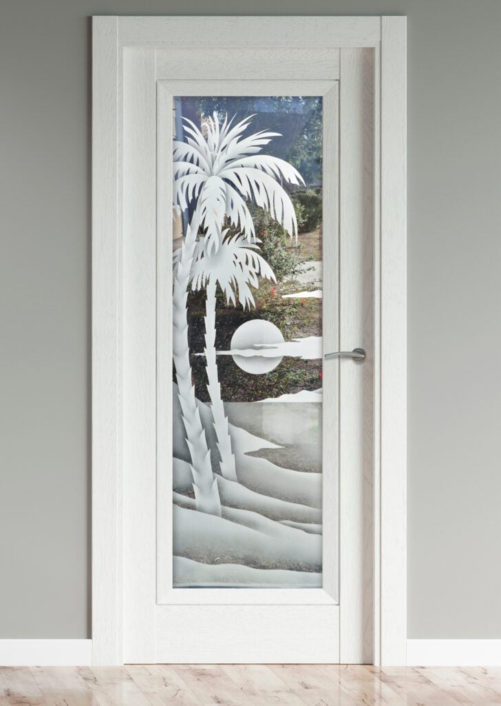 frosted glass door with Palm Sunset Semi-Private 2D Clear Slab Prehung Interior Door Glass Interior Door Sans Soucie 