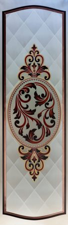 Door Glass Insert showcasing a Frosted Glass Traditional Design with Sandblast Etched Glass Art by Sans Soucie Royal Filigree Design