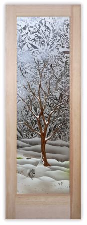 Interior Door with Frosted Glass Tree Seasons Winter Design by Sans Soucie