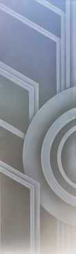 Art Glass Interior Featuring Sandblast Frosted Glass by Sans Soucie for Semi-Private with Geometric Sun Odyssey II Design