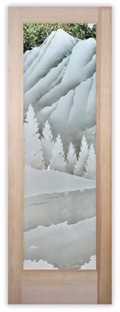 Interior Door featuring Frosted Glass Design Etched Glass by Sans Soucie Art Glass with Custom Landscapes Design The Rockies
