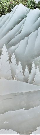 Door Glass Insert featuring Frosted Glass Design Etched Glass by Sans Soucie Art Glass with Custom Landscapes Design The Rockies