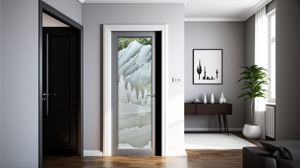 The Rockies Semi-Private 3D Enhanced Clear Glass Door Interior Frosted Glass Doors Sans Soucie 