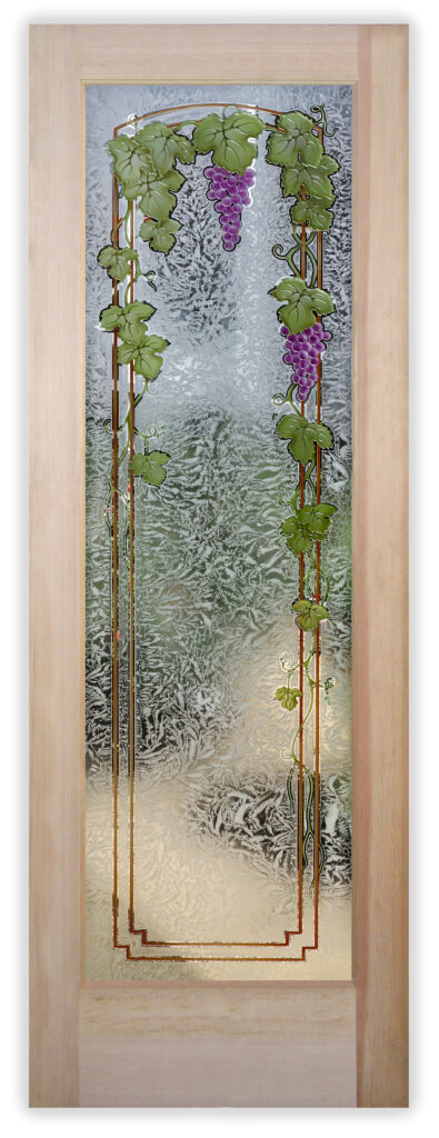 Painted pantry door with painted frosted glass design