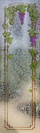 Door Glass Insert with a sandblast Frosted Glass Grapes & Ivy Design Custom-Designed Decorative Etched Glass