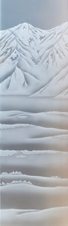 Door Glass Insert with a sandblast Frosted Glass Landscapes Design Custom-Designed Decorative Etched Glass