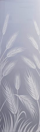 Door Glass Insert showcasing a Frosted Glass Foliage Design with Sandblast Etched Glass Art by Sans Soucie Wheat  Design