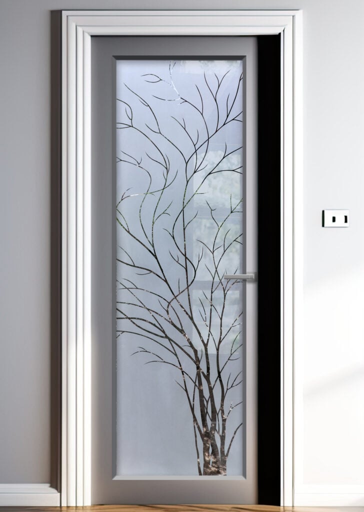 interior glass door with frosted glass 28 x 80 door with etched glass tree