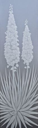 Door Glass Insert with a Frosted Glass Yucca Foliage Design for Private by Sans Soucie Art Glass