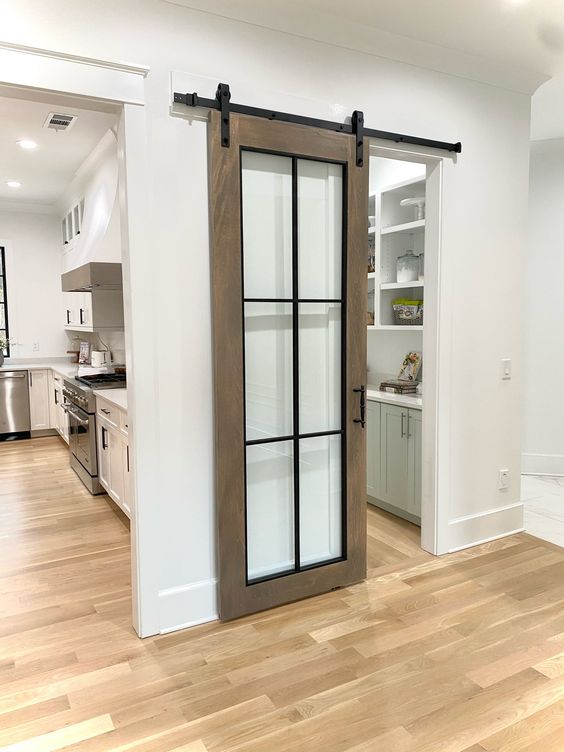 Rustic Frosted Style Glass Barn Door Wood Frame Sliding Glass Barn Doors