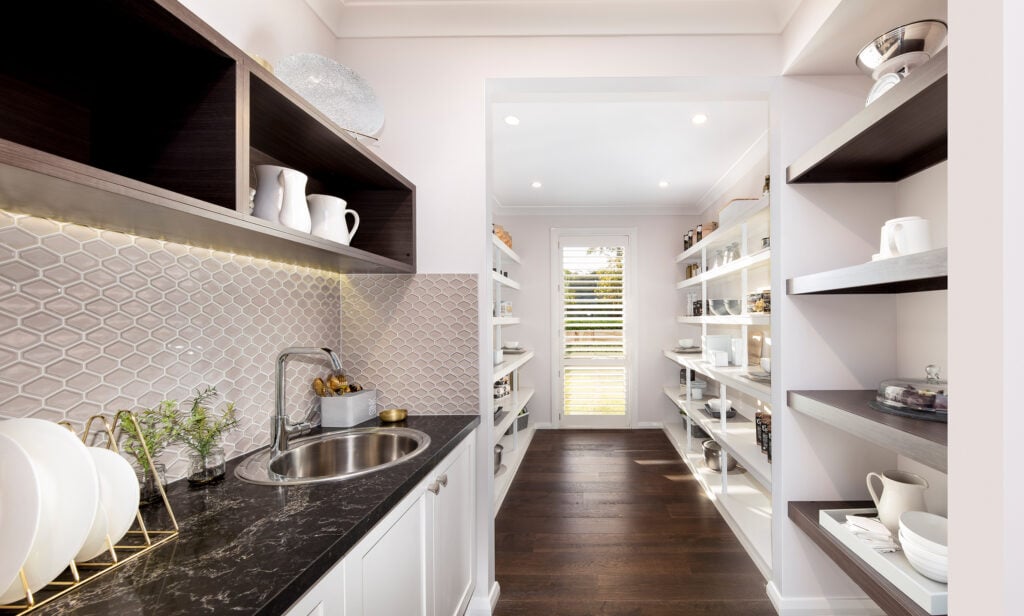 butler's pantry open shelving with sink extra counter prep space 