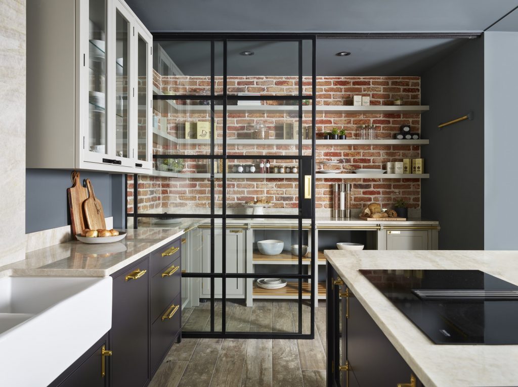 sliding glass pantry doos metal frame model contemporary industrial design style butler pantry doors ideas