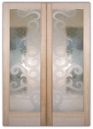 Interior Door with a Frosted Glass Seville Traditional Design for Semi-Private by Sans Soucie Art Glass