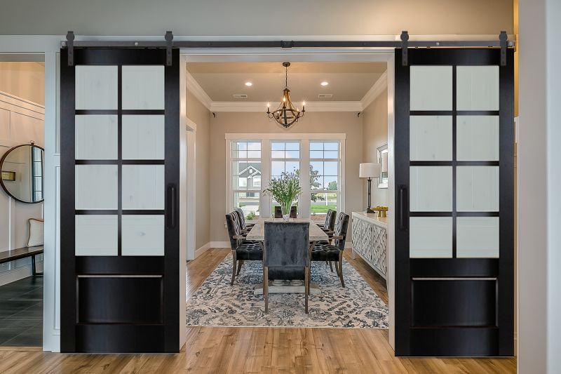 Double Glass Barn Doors Matte Black finish and Ultra Modern Hardware in a Flat Black finish Sliding Glass Barn Door