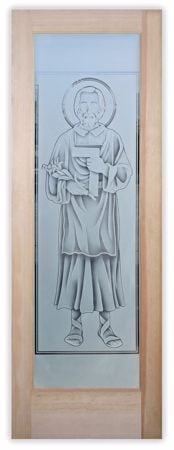 Interior Door with Frosted Glass Liturgical St. Joseph Design by Sans Soucie