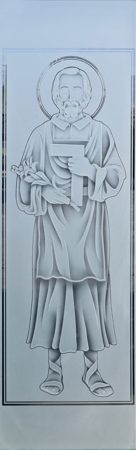 Door Glass Insert with Frosted Glass Liturgical St. Joseph Design by Sans Soucie