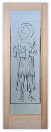 Interior Door with Frosted Glass Liturgical St. Michael Design by Sans Soucie