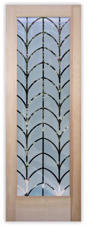 Interior Door featuring Frosted Glass Design Etched Glass by Sans Soucie Art Glass with Custom Patterns Design Tiffany