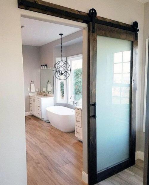 Glass Barn Door Wood Frame Sliding Glass Barn Doors frosted Glass barn Doors  